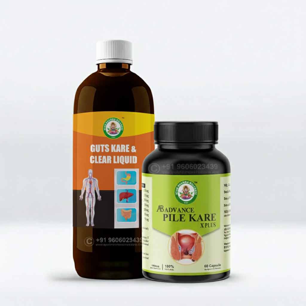 Ayur Brahma Wellness Advance Pile Kare X Plus Capsules & AB Advance Guts Kare & Clear Liquid Combo Ayur Brahma Wellness Advance Pile Kare X Plus Capsules & AB Advance Guts Kare & Clear Liquid Combo
